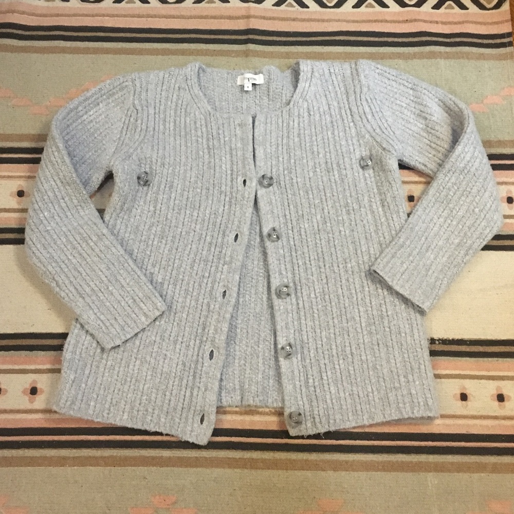 Rosetta Getty SMALL Light Grey knit layered turtleneck sweater & cardigan GUC - Picture 3 of 10